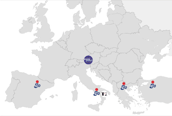 Mappa Europa con posizione stabilimenti